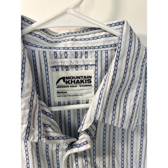 Mountain Khakis Striped Pearl Snap Button Down Shirt Western White Blue Medium - Picture 6 of 11
